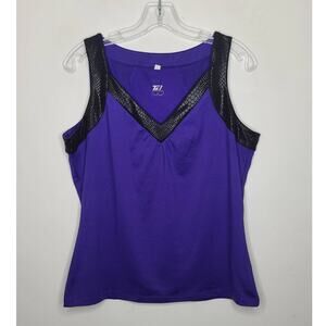 Tail purple v-neck tank with snakeskin print trim - large